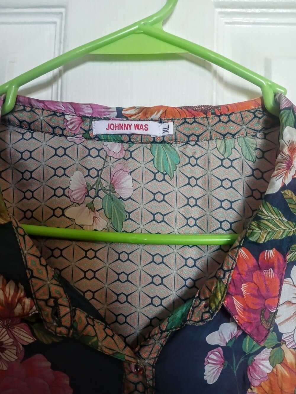 Johnny Was Jenna 100% Silk Floral Multicolor Blouse Women Size XL - Picture 4 of 12